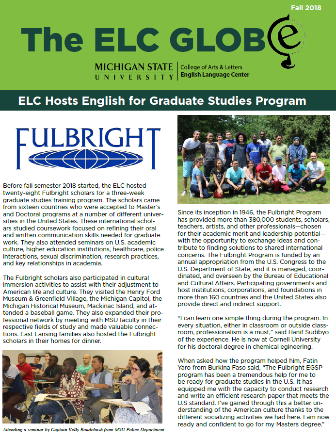 Read more about the article ELC Globe from Fall 2018