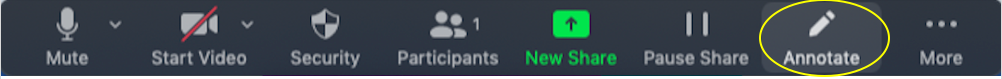 Screenshot of Zoom toolbar showing location of annotate tool