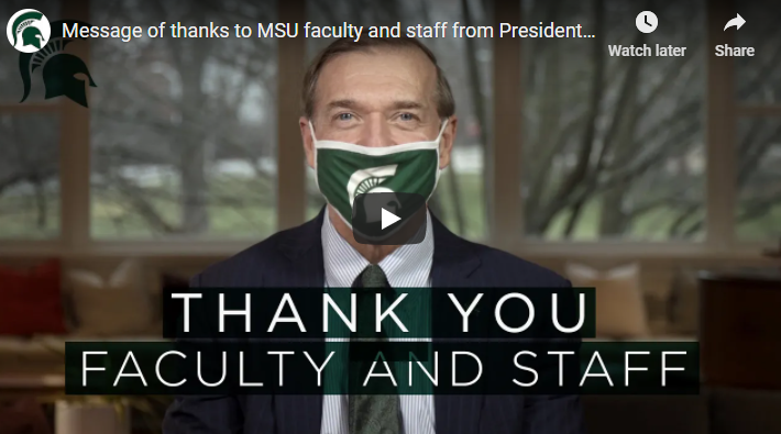Read more about the article Message of thanks to MSU faculty and staff from President Stanley