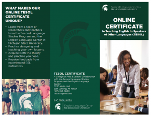 The MSU TESOL Certificate is Open and Accepting New Students